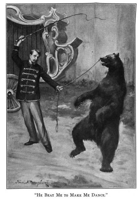 dancing bear and trainer in a circus