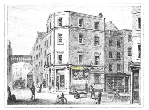 Exterior of temperance coffee house of Late-Victorian Britain 19th century